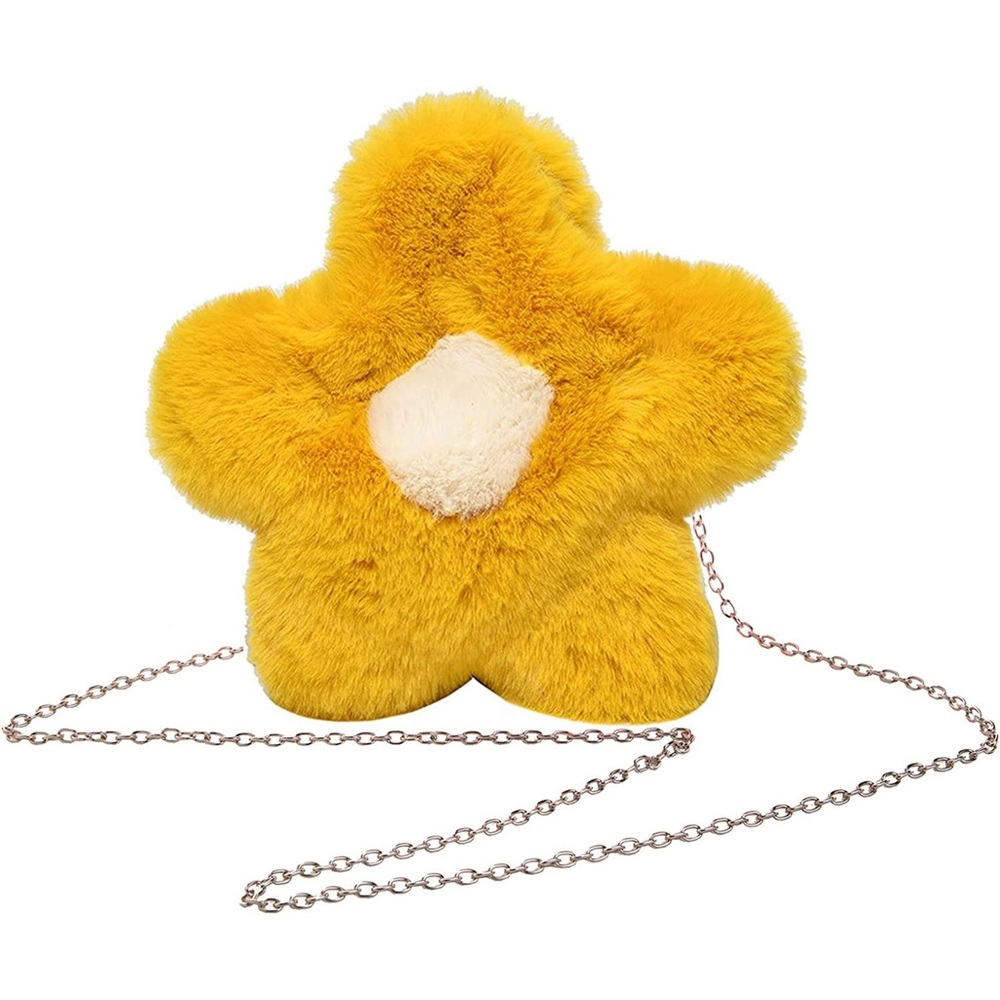 Soft plush flower purse-yellow